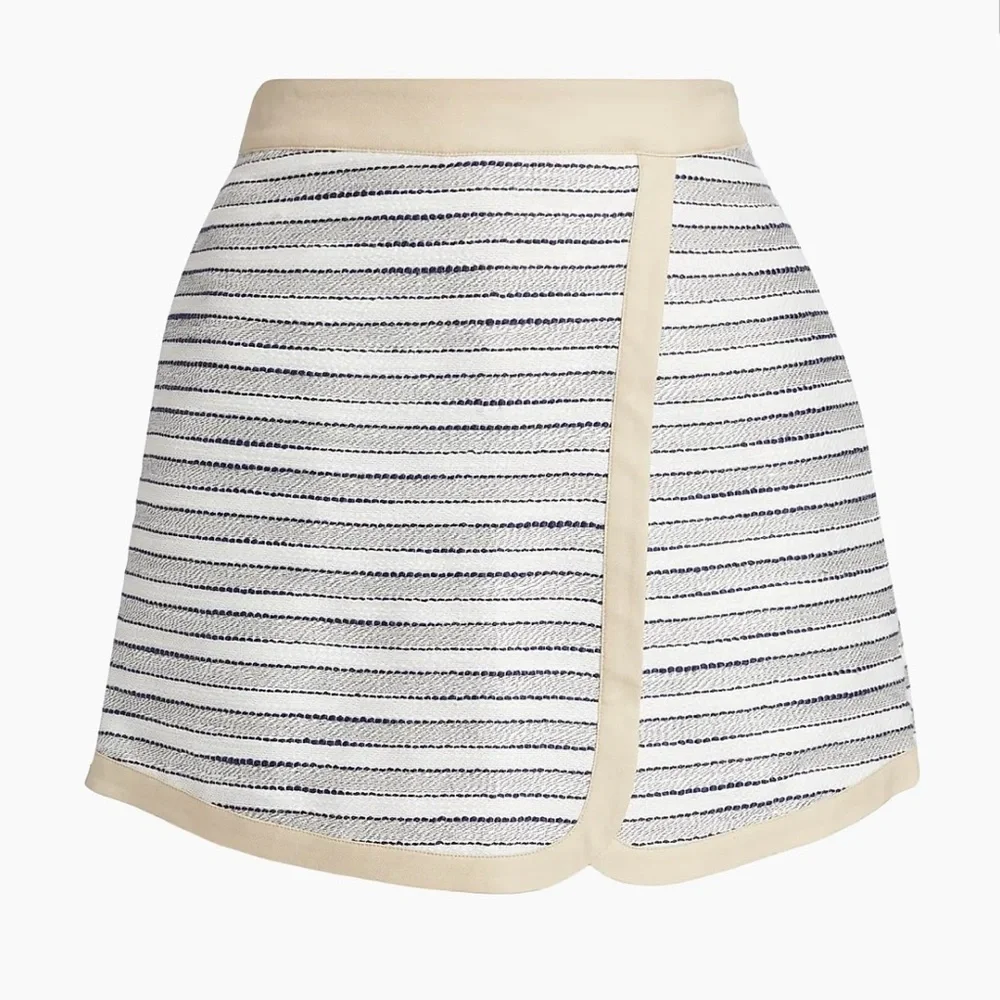 NWT If Only Studio Striped Cotton-Blend Surplice Skort